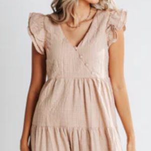Piper and Scoot Storia The Jack Ruffle Tiered Dress in Tan
